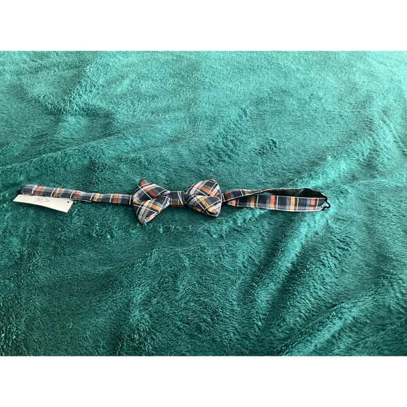 Jos A Bank Mens Blue Orange Plaid Bowtie Adjustable Formal Wedding Party Prom - Picture 3 of 8